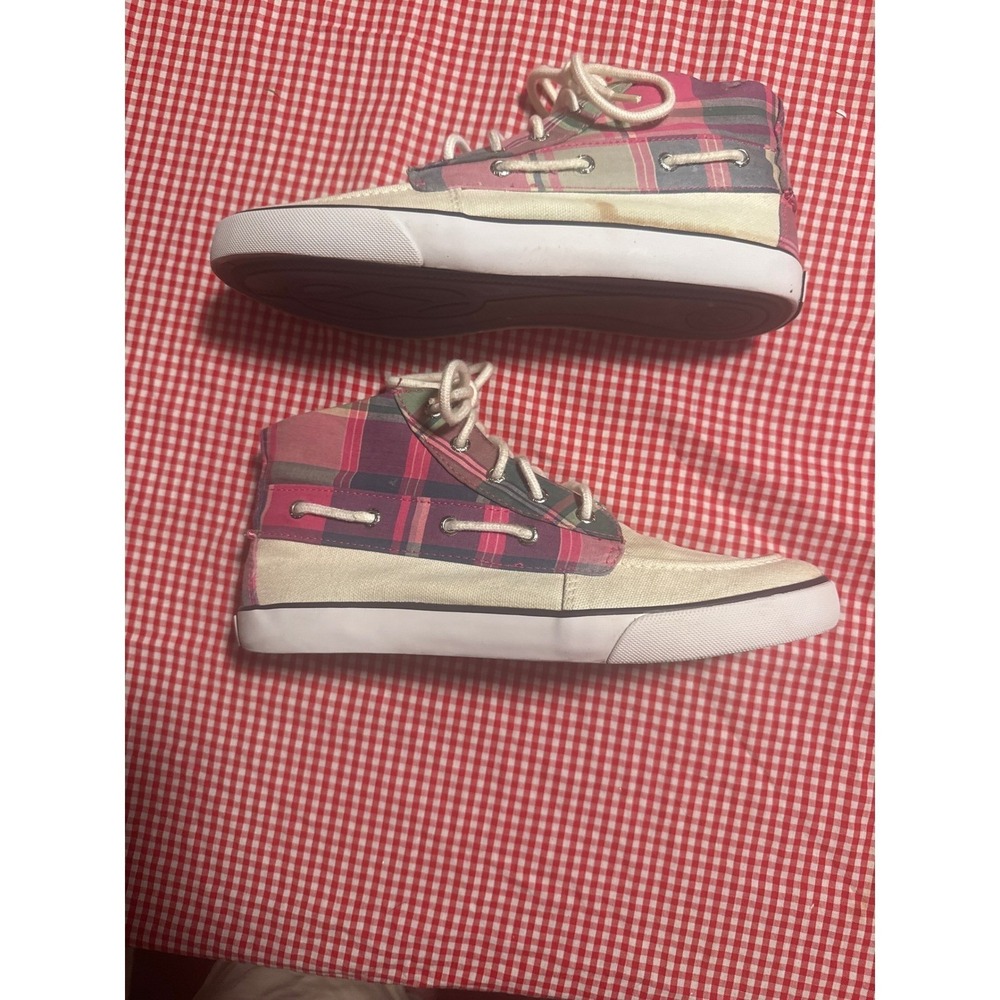 Polo Ralph Lauren Women Canvas Plaid High Top Sneakers Shoes Size 5.5 - Picture 4 of 7